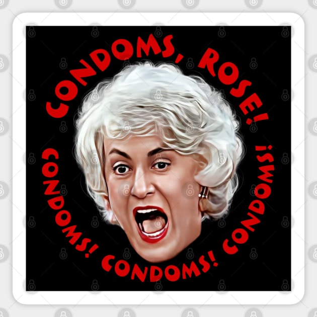 Condoms, Rose! Sticker by Indecent Designs